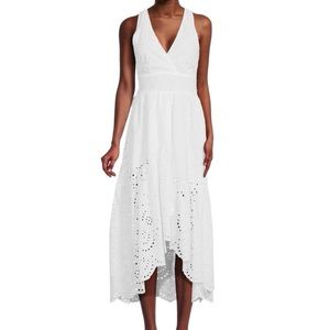 Stitch drop eyelet white midi dress